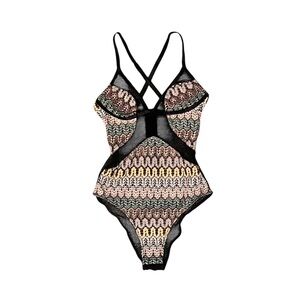 ASOS Mesh Metallic Abstract Adjustable Bodysuit Size 0